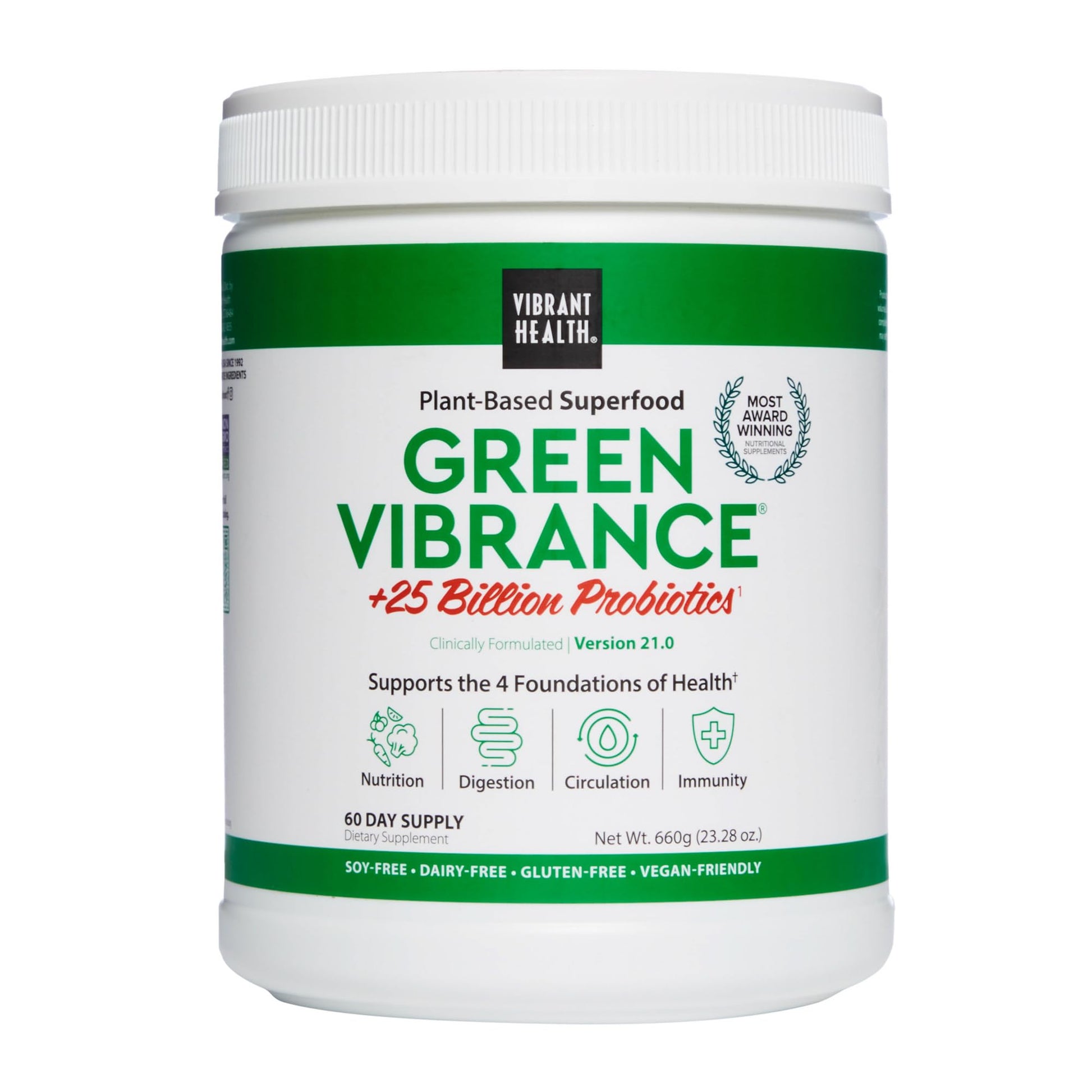 Vibrant Health, Green Vibrance, Vegan Superfood Powder, Boost Energy, 60 Servings - PrimeBioHealth - canada supplements