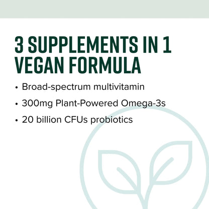 Vibrant Health, Trilogy Vegan, Probiotic Multivitamin with an Essential Blend of Omega-3 from Vegan Algal Oil, Vitamin A, B12, C, D3, E - PrimeBioHealth - canada supplements