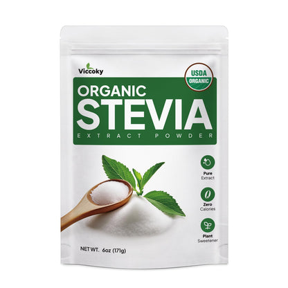 Viccoky Organic Stevia Powder 6oz (171g), Pure Stevia Extract Powder, Sugar-Free & 0 Calories, No Additives - PrimeBioHealth - canada supplements