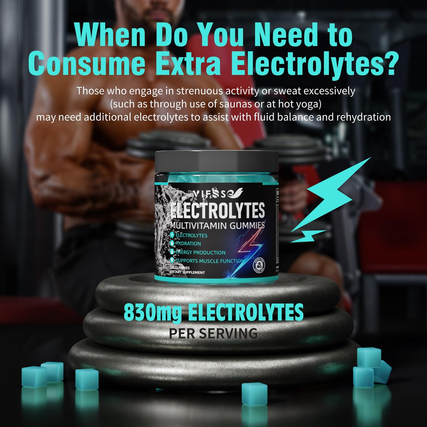 VIFSSG Electrolytes Gummies No Sugar, 120 Chewable Electrolyte Gummies with 6 Electrolytes for Runners and Endurance Sports, Refreshing Blue Raspberry, Hydration Electrolyte Chews, 1 Pack - PrimeBioHealth - canada supplements