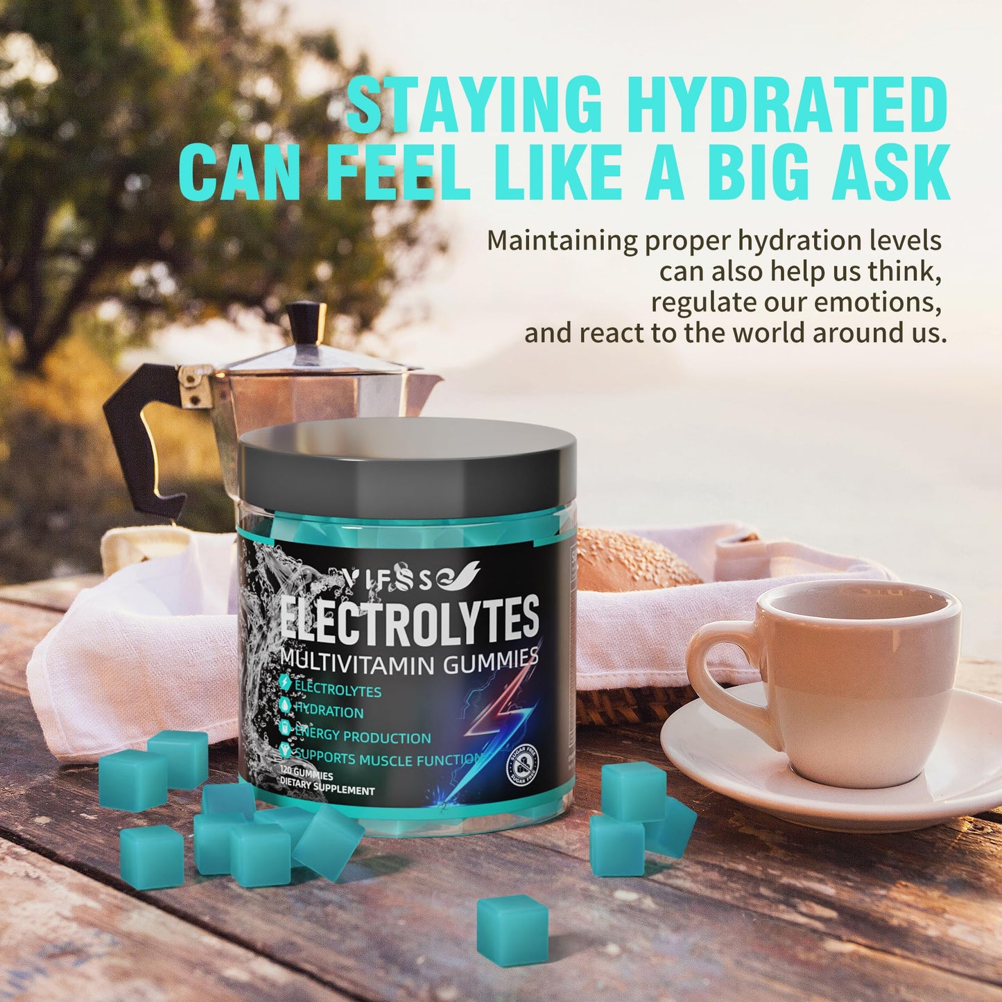 VIFSSG Electrolytes Gummies No Sugar, 120 Chewable Electrolyte Gummies with 6 Electrolytes for Runners and Endurance Sports, Refreshing Blue Raspberry, Hydration Electrolyte Chews, 1 Pack - PrimeBioHealth - canada supplements