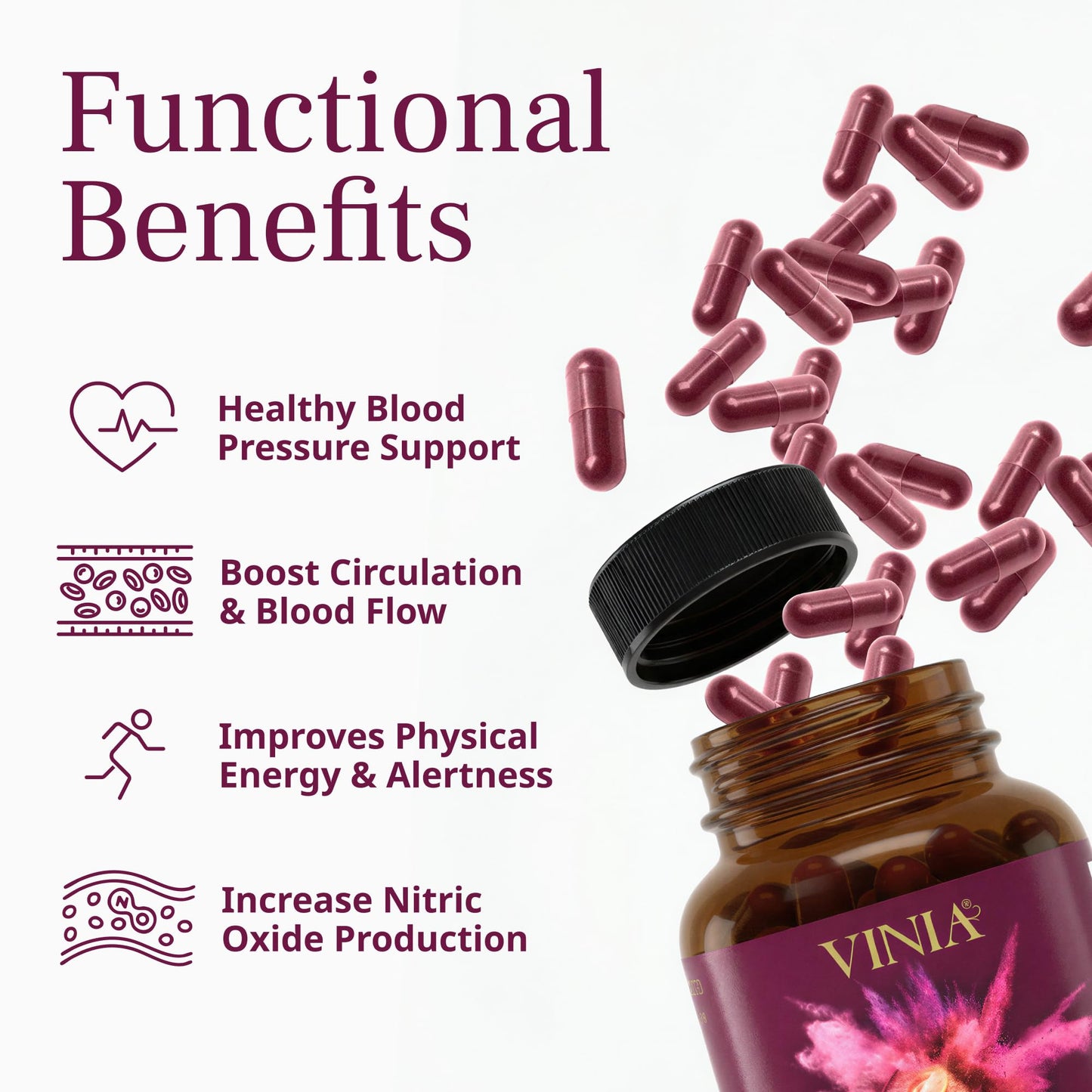 VINIA Piceid Resveratrol Supplement Capsules. Increases Blood Flow and Nitric Oxide. Blood Pressure and Heart Health Support - PrimeBioHealth - canada supplements