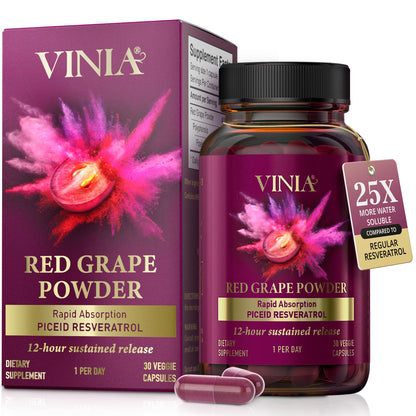 VINIA Piceid Resveratrol Supplement Capsules. Increases Blood Flow and Nitric Oxide. Blood Pressure and Heart Health Support - PrimeBioHealth - canada supplements
