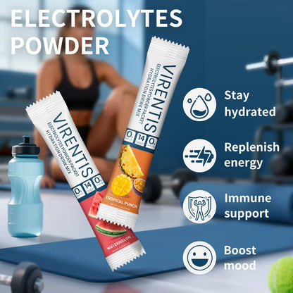 VIRENTIS 16 Sticks Electrolytes Powder Packets Sugar Free Hydration Packets, 8 Flavors Liquid Daily IV Electrolyte Drink Mix for Rehydration - PrimeBioHealth - canada supplements