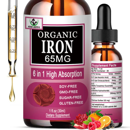 Vita letuo Iron Supplement for Women with Vitamin C,6-in-1 Liquid Supplement w/Vitamin B12,Vitamin B6,High Absorption Liquid Iron Drops for Red Blood Cells - PrimeBioHealth - canada supplements