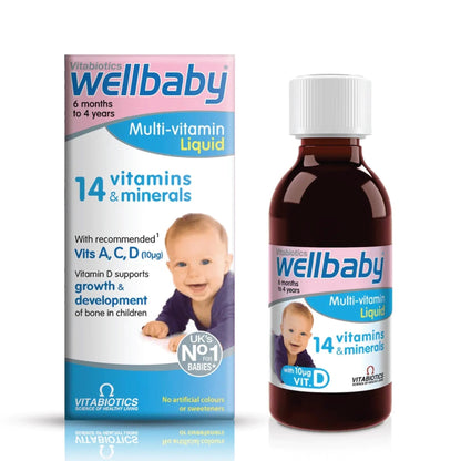 Vitabiotics Wellbaby Multi-Vitamin Liquid - Immune System Multivitamin for Infants and Babies Ages 6 Months to 4 Years - 150mL - PrimeBioHealth - canada supplements