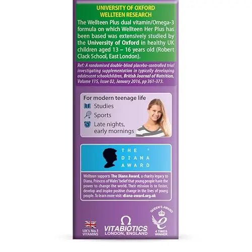 Vitabiotics Wellteen Her Plus Omega-3 - Advanced Nutritional Support for Teenagers and Young Women Ages 13-19 - PrimeBioHealth - canada supplements