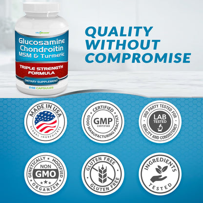 VitaBreeze Glucosamine Chondroitin, MSM & Turmeric Dietary Supplement - 248 Capsules - PrimeBioHealth - canada supplements