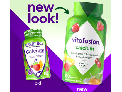 VitaFusion Calcium 500 mg Dietary Supplement Gummies Natural Fruit and Cream Flavors - 100 ct, Pack of 2 - PrimeBioHealth - canada supplements