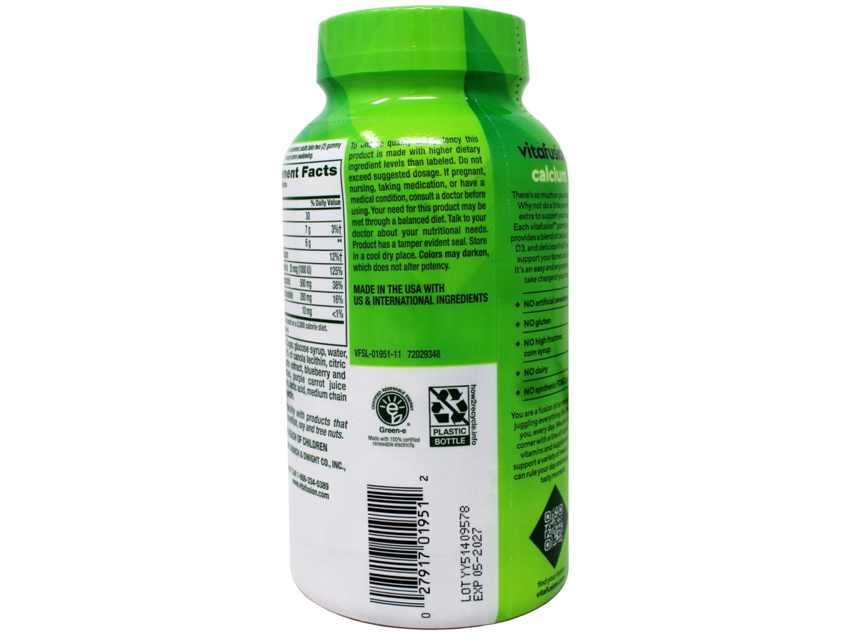 VitaFusion Calcium 500 mg Dietary Supplement Gummies Natural Fruit and Cream Flavors - 100 ct, Pack of 2 - PrimeBioHealth - canada supplements