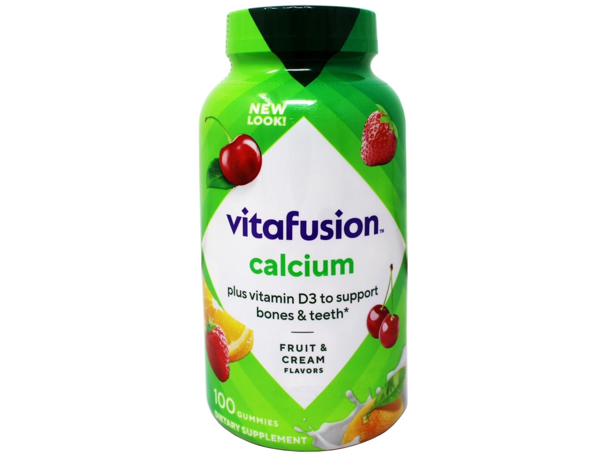 VitaFusion Calcium 500 mg Dietary Supplement Gummies Natural Fruit and Cream Flavors - 100 ct, Pack of 2 - PrimeBioHealth - canada supplements