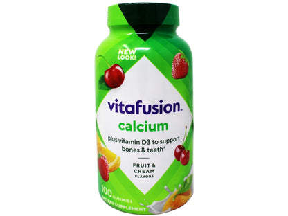 VitaFusion Calcium 500 mg Dietary Supplement Gummies Natural Fruit and Cream Flavors - 100 ct, Pack of 2 - PrimeBioHealth - canada supplements