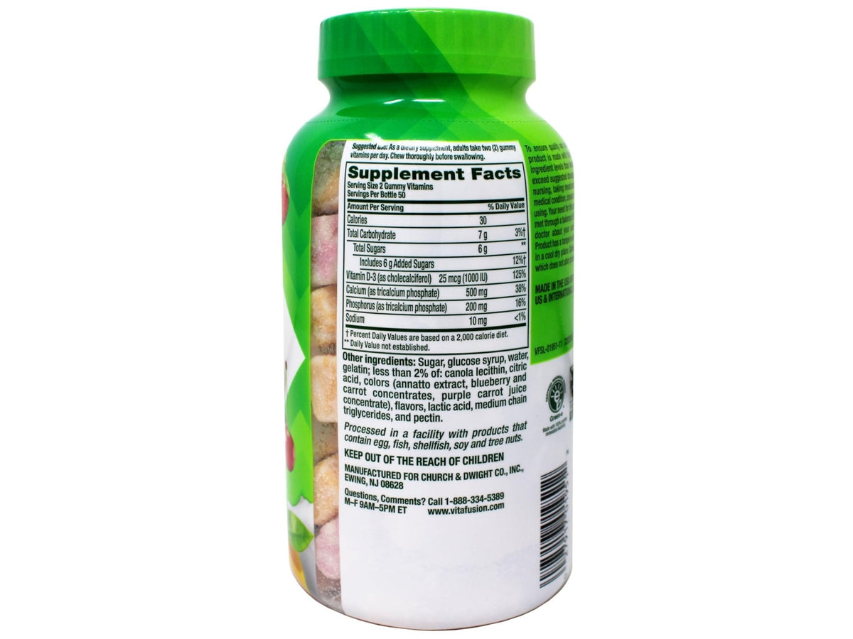 VitaFusion Calcium 500 mg Dietary Supplement Gummies Natural Fruit and Cream Flavors - 100 ct, Pack of 2 - PrimeBioHealth - canada supplements