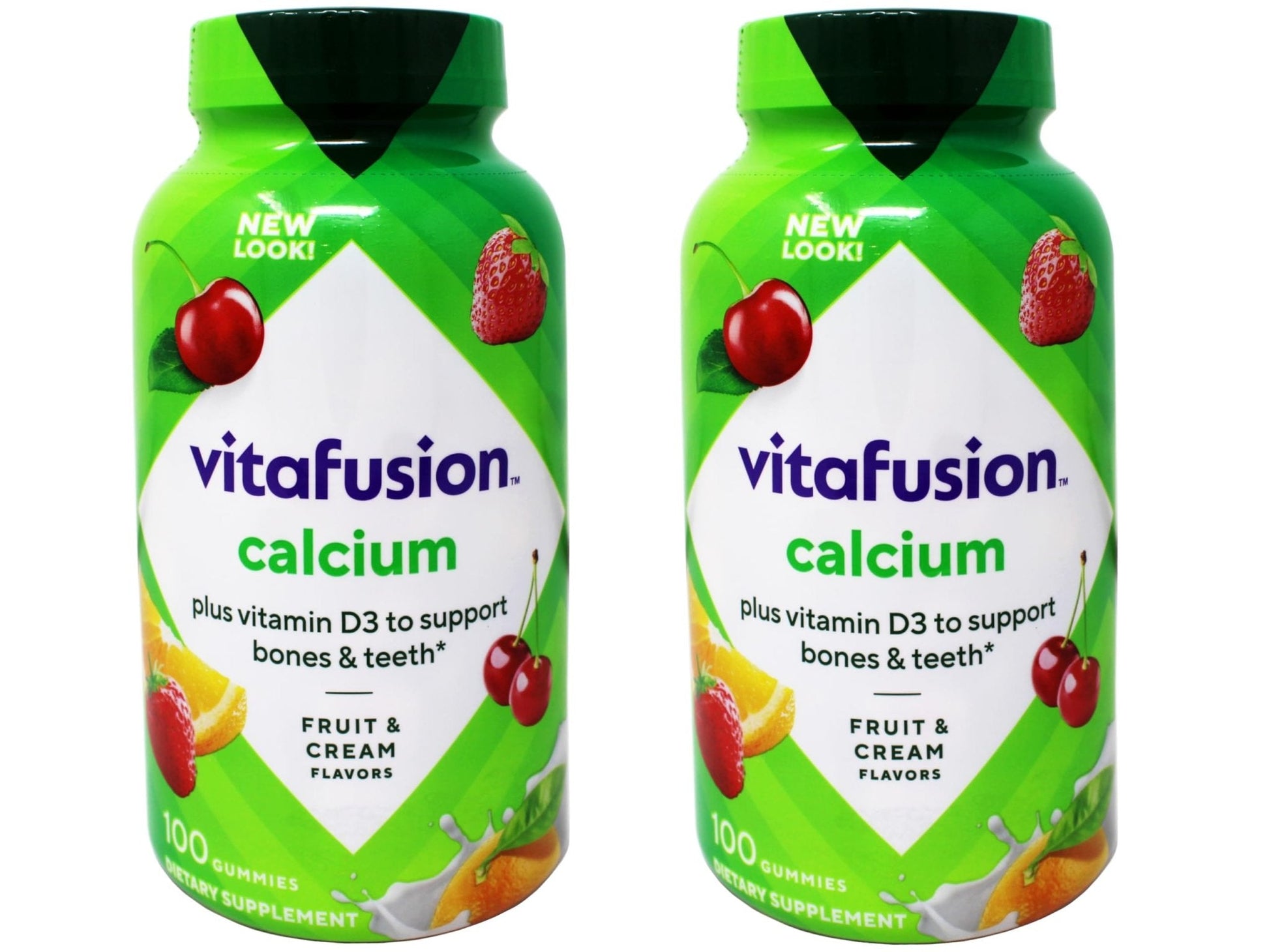 VitaFusion Calcium 500 mg Dietary Supplement Gummies Natural Fruit and Cream Flavors - 100 ct, Pack of 2 - PrimeBioHealth - canada supplements
