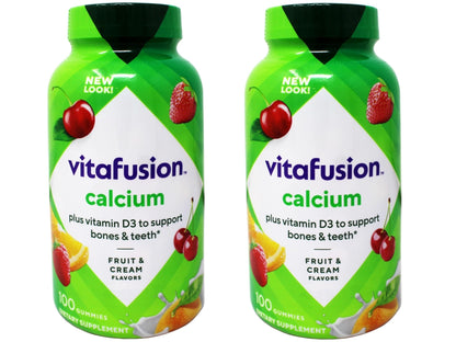 VitaFusion Calcium 500 mg Dietary Supplement Gummies Natural Fruit and Cream Flavors - 100 ct, Pack of 2 - PrimeBioHealth - canada supplements