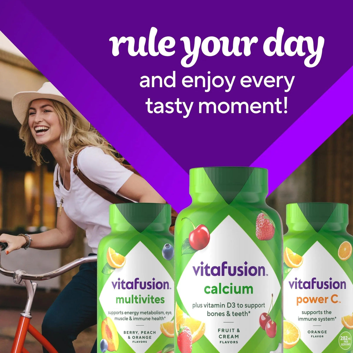 vitafusion Chewable Calcium Gummy Vitamins for Bone and Teeth Support, Calcium Gummies, Fruit and Cream Flavor, 100 Count, 50 Day Supply - PrimeBioHealth - canada supplements