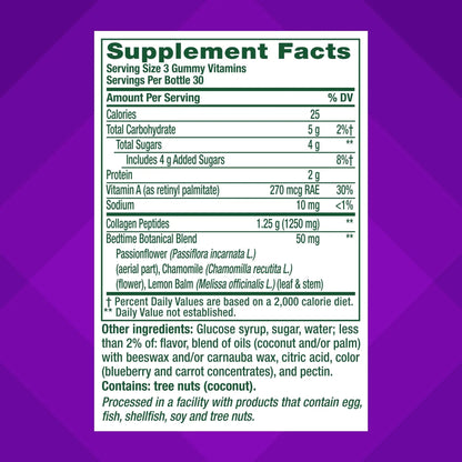 vitafusion Nighttime Skin Support (1), Beauty Supplement with Retinol (Vitamin A RAE), Collagen & Bedtime Botanicals - PrimeBioHealth - canada supplements