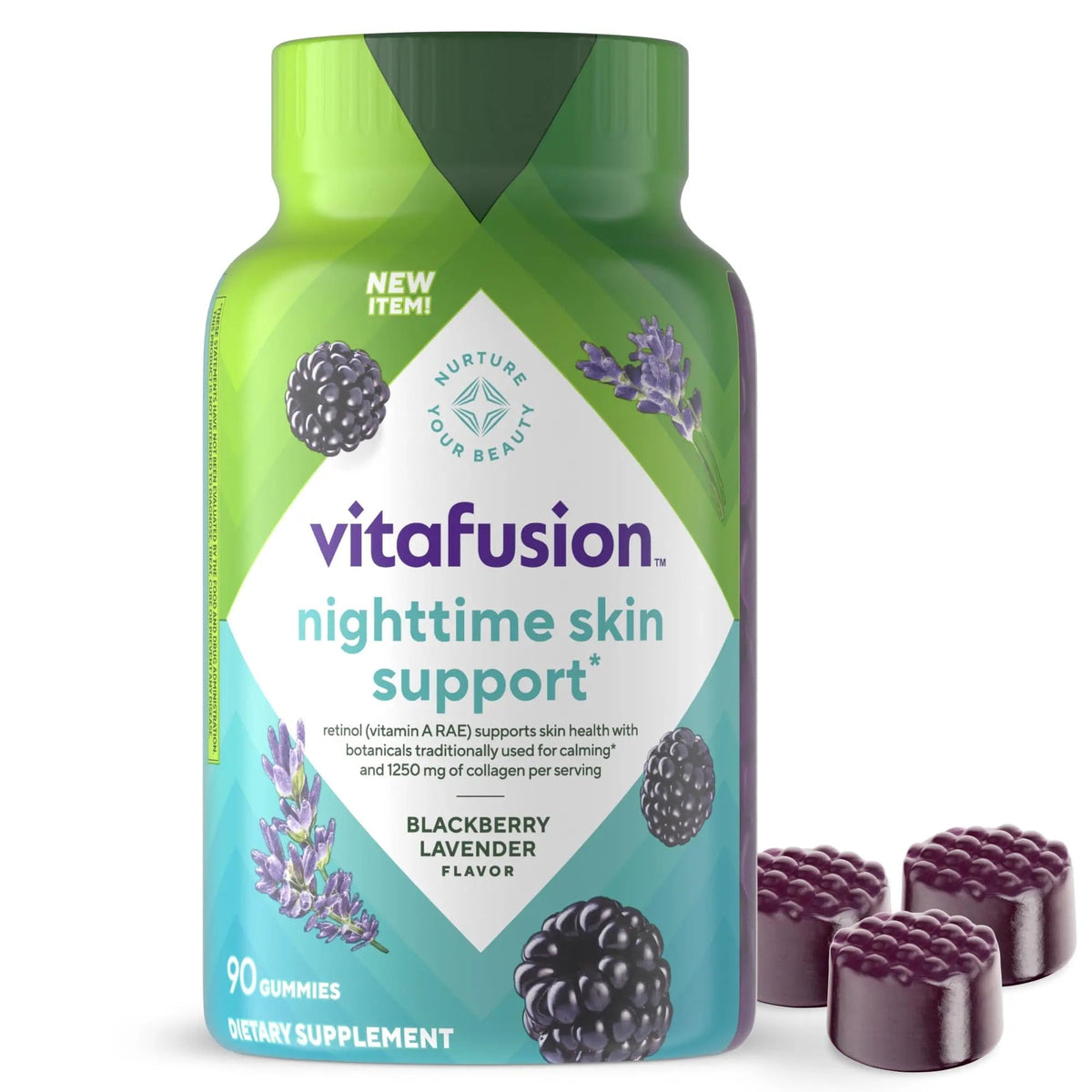 vitafusion Nighttime Skin Support (1), Beauty Supplement with Retinol (Vitamin A RAE), Collagen & Bedtime Botanicals - PrimeBioHealth - canada supplements
