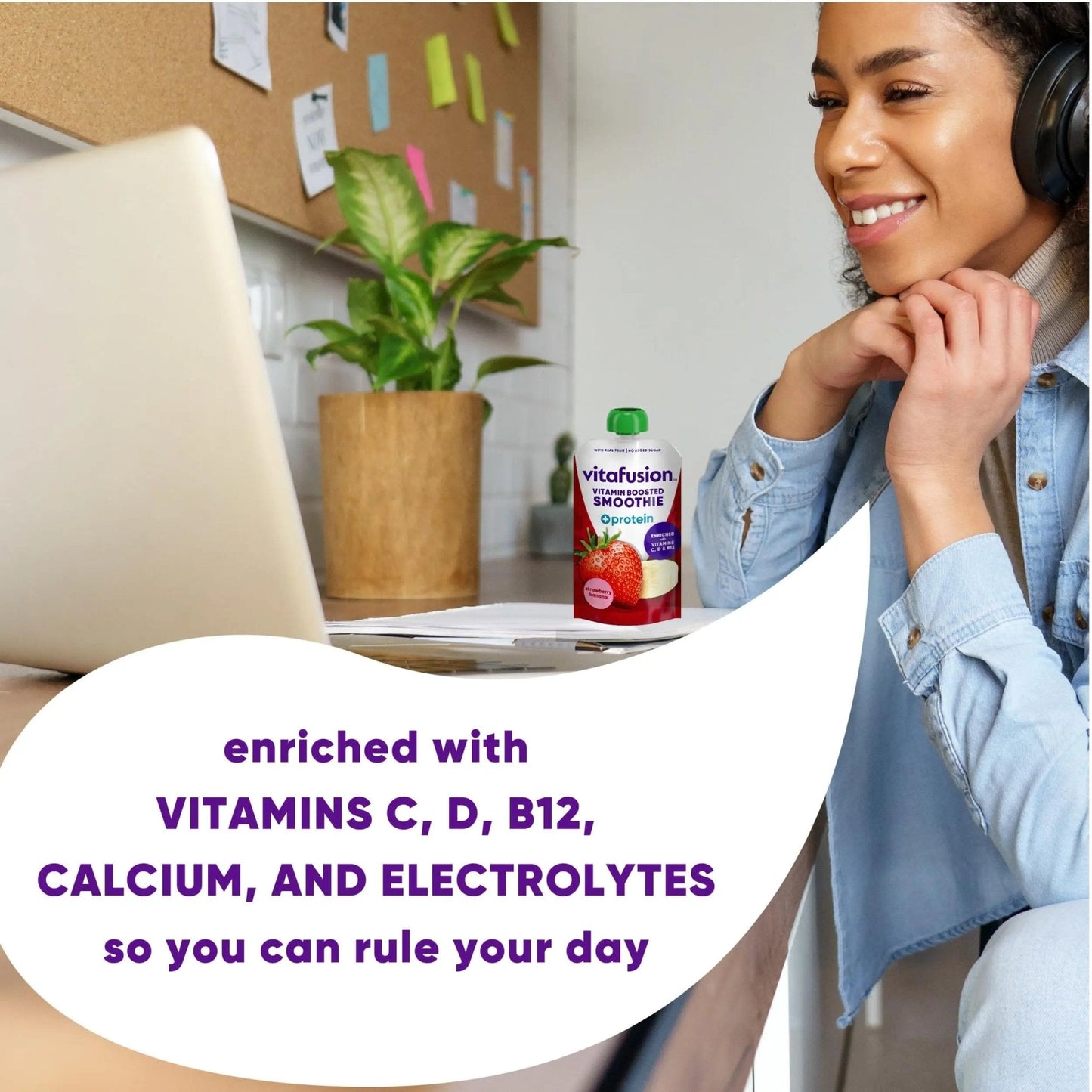 vitafusion Vitamin-Boosted Smoothie +Protein for Energy Metabolism and Immune Support, Strawberry Banana Flavor Excellent Source - PrimeBioHealth - canada supplements