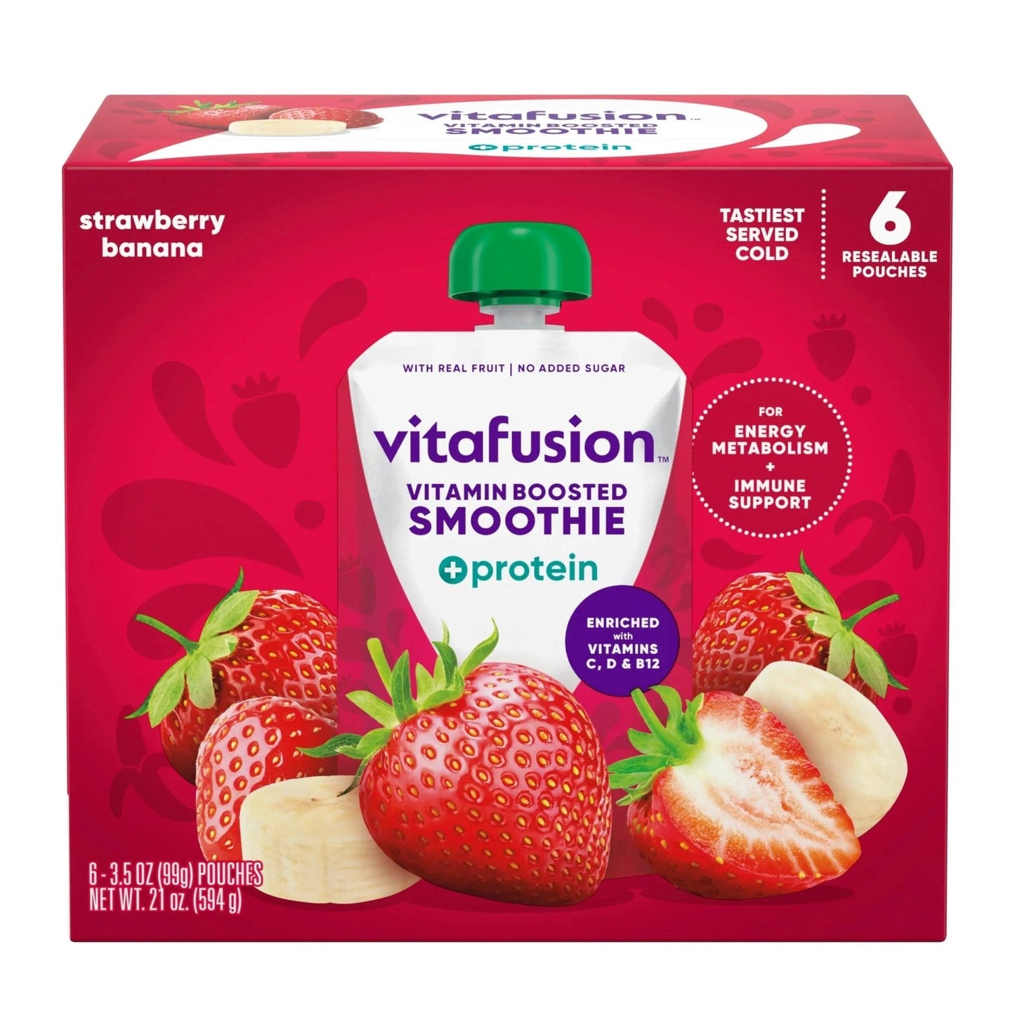 vitafusion Vitamin-Boosted Smoothie +Protein for Energy Metabolism and Immune Support, Strawberry Banana Flavor Excellent Source - PrimeBioHealth - canada supplements