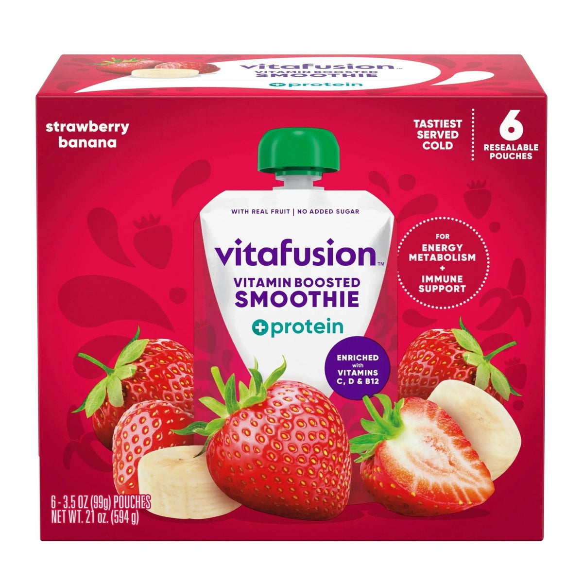 vitafusion Vitamin-Boosted Smoothie +Protein for Energy Metabolism and Immune Support, Strawberry Banana Flavor Excellent Source - PrimeBioHealth - canada supplements