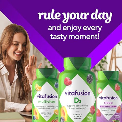 vitafusion Vitamin D3 Gummies, Bone and Immune Support, Peach, Blackberry, Strawberry Flavored - PrimeBioHealth - canada supplements