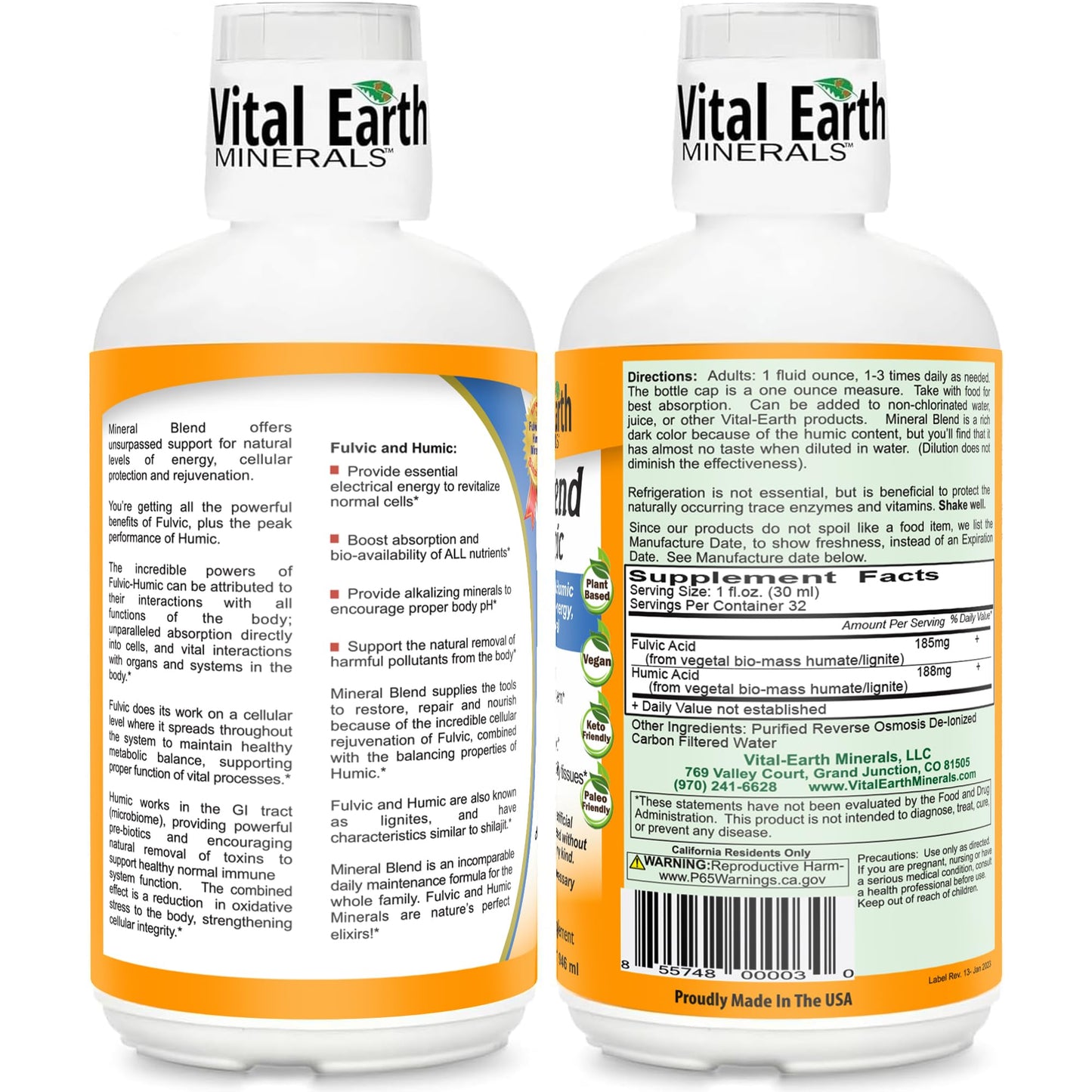 Vital Earth Minerals Fulvic Humic Mineral Blend Liquid – Fulvic Acid Supplement with 70+ Trace Minerals, Electrolytes for Recovery - PrimeBioHealth - canada supplements