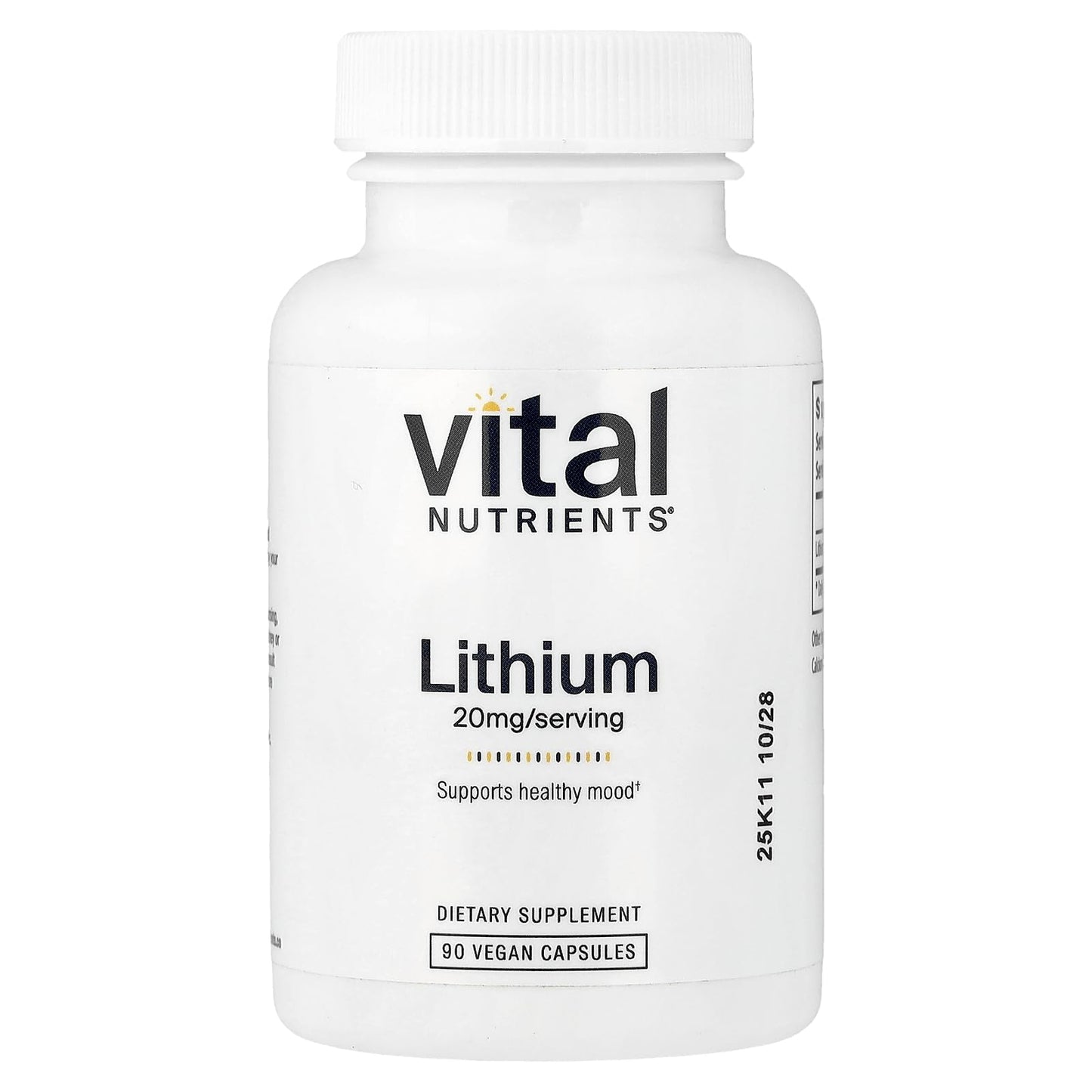 Vital Nutrients Lithium Orotate - Vegan Lithium Supplements for Memory, State of Mind, and Behavioral Health* - 20mg - Gluten, Dairy, Soy Free - 90 Capsules - PrimeBioHealth - canada supplements