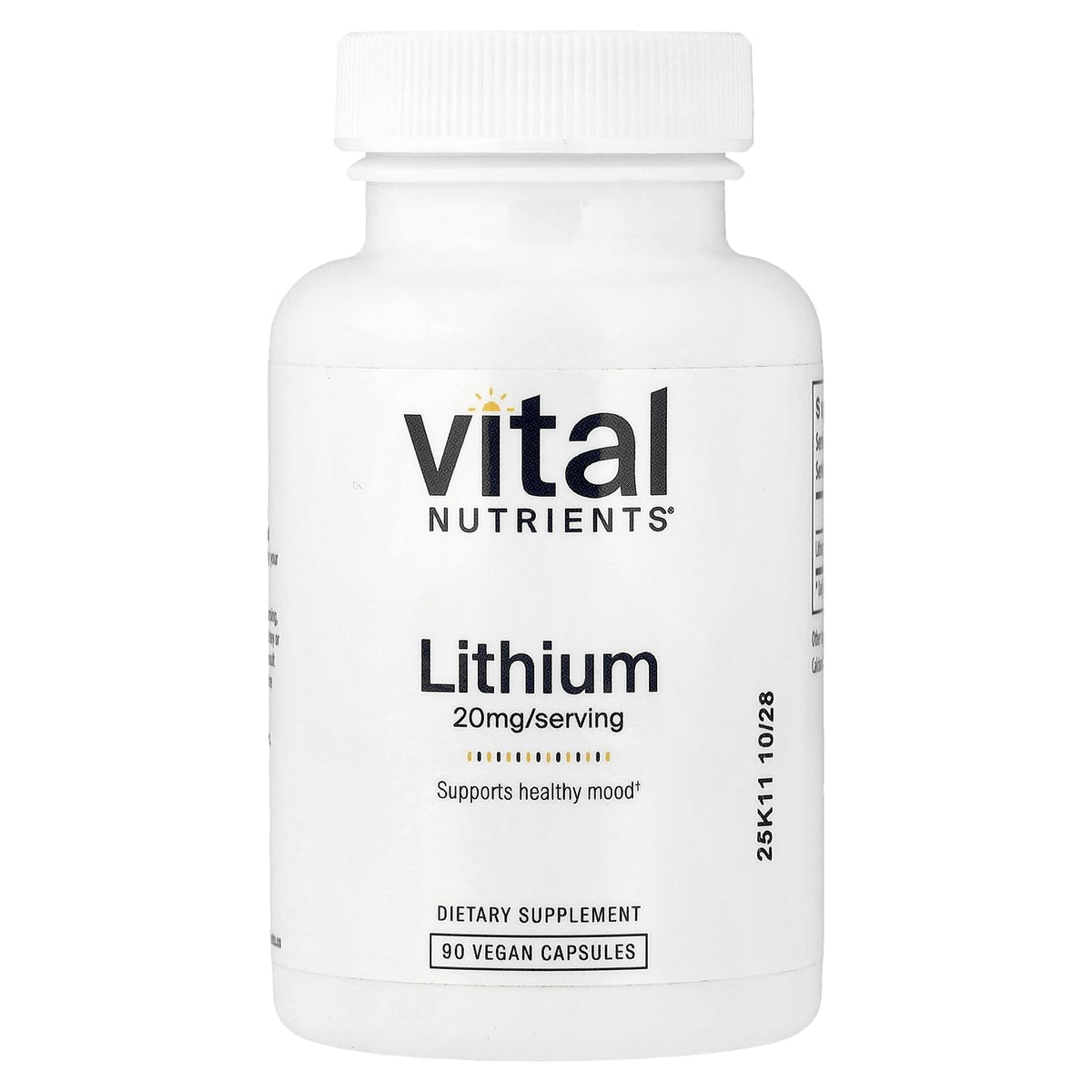 Vital Nutrients Lithium Orotate - Vegan Lithium Supplements for Memory, State of Mind, and Behavioral Health* - 20mg - Gluten, Dairy, Soy Free - 90 Capsules - PrimeBioHealth - canada supplements