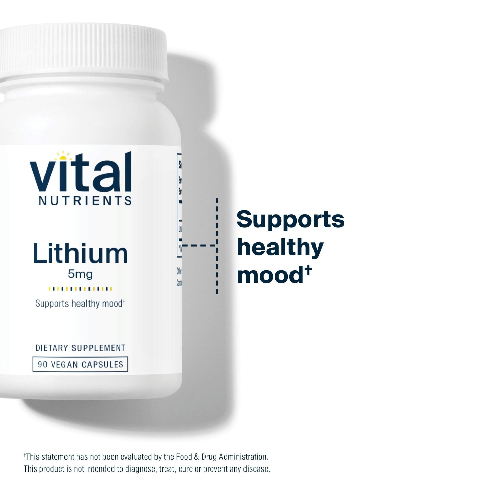 Vital Nutrients Lithium Orotate - Vegan Lithium Supplements for Memory, State of Mind, and Behavioral Health*- 5mg - Gluten, Dairy, Soy Free - 90 Capsules - PrimeBioHealth - canada supplements