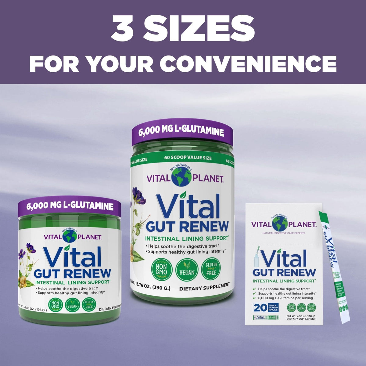 Vital Planet - Vital Gut Renew Powder Supplement for Leaky Gut Repair with L-Glutamine, Marshmallow and Ginger Root, DGL Licorice Root and Organic - PrimeBioHealth - canada supplements