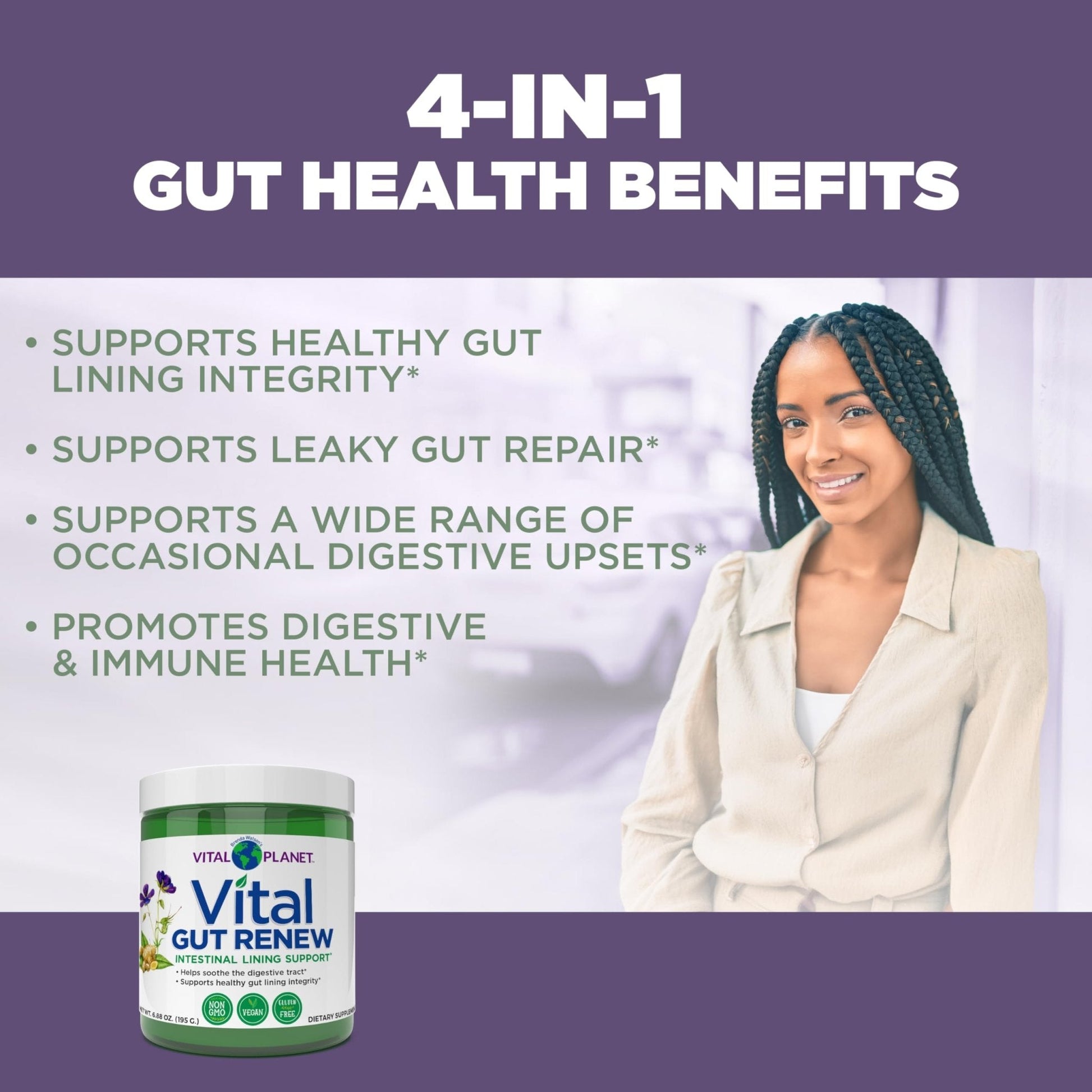 Vital Planet - Vital Gut Renew Powder Supplement for Leaky Gut Repair with L-Glutamine, Marshmallow and Ginger Root, DGL Licorice Root and Organic - PrimeBioHealth - canada supplements