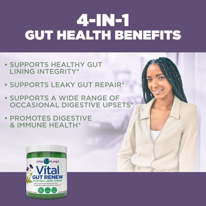 Vital Planet - Vital Gut Renew Powder Supplement for Leaky Gut Repair with L-Glutamine, Marshmallow and Ginger Root, DGL Licorice Root and Organic - PrimeBioHealth - canada supplements