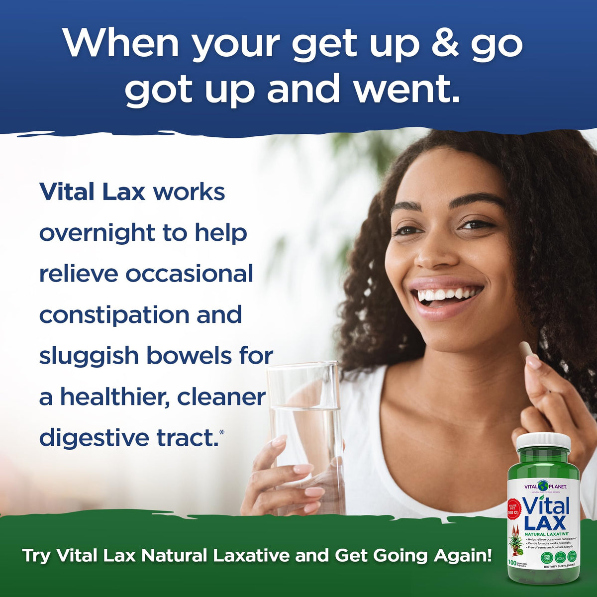 Vital Planet - Vital Lax Natural Laxative Cleanse Supplement for Occasional Constipation, with Magnesium Hydroxide, Slippery Elm, Aloe, - PrimeBioHealth - canada supplements