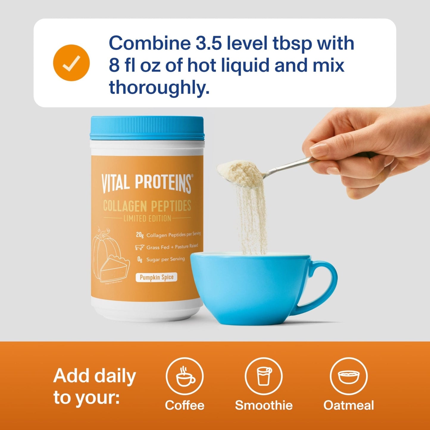 Vital Proteins® Pumpkin Spice Collagen Peptides, 20g Collagen Peptides, Healthy Hair, Skin, Nails & Joints - PrimeBioHealth - canada supplements