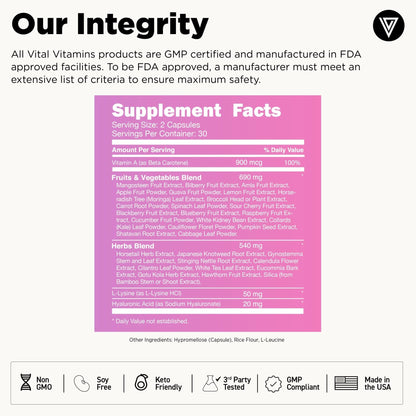 Vital Vitamins Vegan Collagen Booster - with Silica and Hyaluronic Acid - Plant-Based Collagen Supplements - PrimeBioHealth - canada supplements