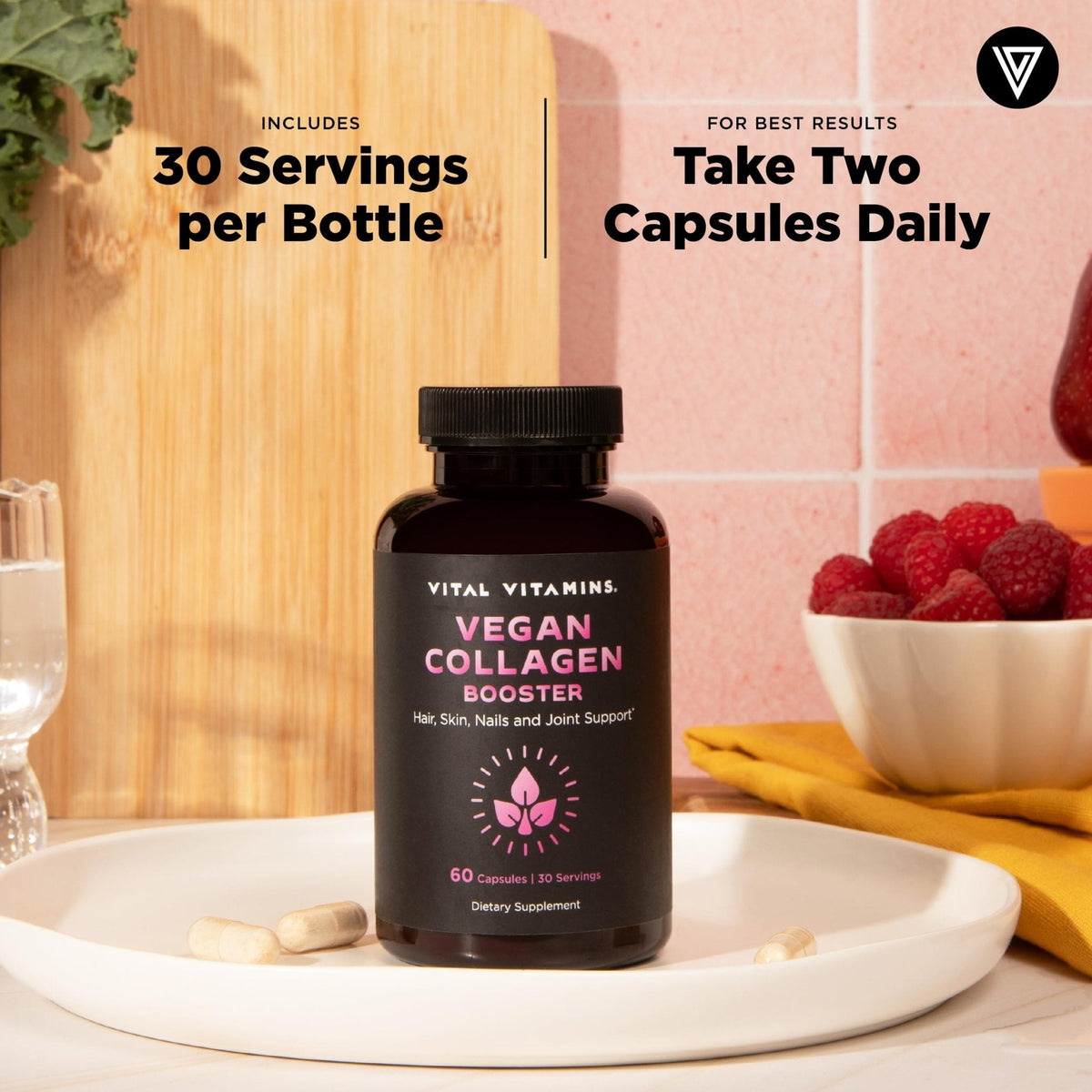 Vital Vitamins Vegan Collagen Booster - with Silica and Hyaluronic Acid - Plant-Based Collagen Supplements - PrimeBioHealth - canada supplements