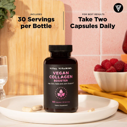 Vital Vitamins Vegan Collagen Booster - with Silica and Hyaluronic Acid - Plant-Based Collagen Supplements - PrimeBioHealth - canada supplements