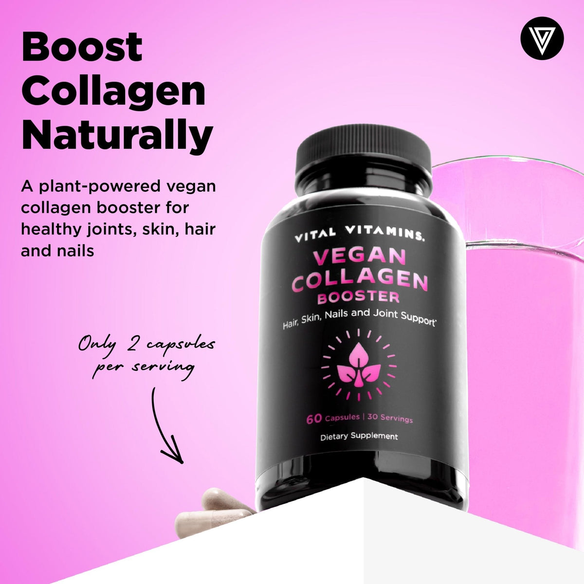 Vital Vitamins Vegan Collagen Booster - with Silica and Hyaluronic Acid - Plant-Based Collagen Supplements - PrimeBioHealth - canada supplements