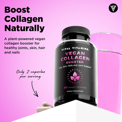 Vital Vitamins Vegan Collagen Booster - with Silica and Hyaluronic Acid - Plant-Based Collagen Supplements - PrimeBioHealth - canada supplements