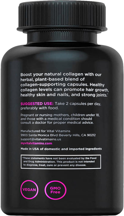 Vital Vitamins Vegan Collagen Booster - with Silica and Hyaluronic Acid - Plant-Based Collagen Supplements - PrimeBioHealth - canada supplements