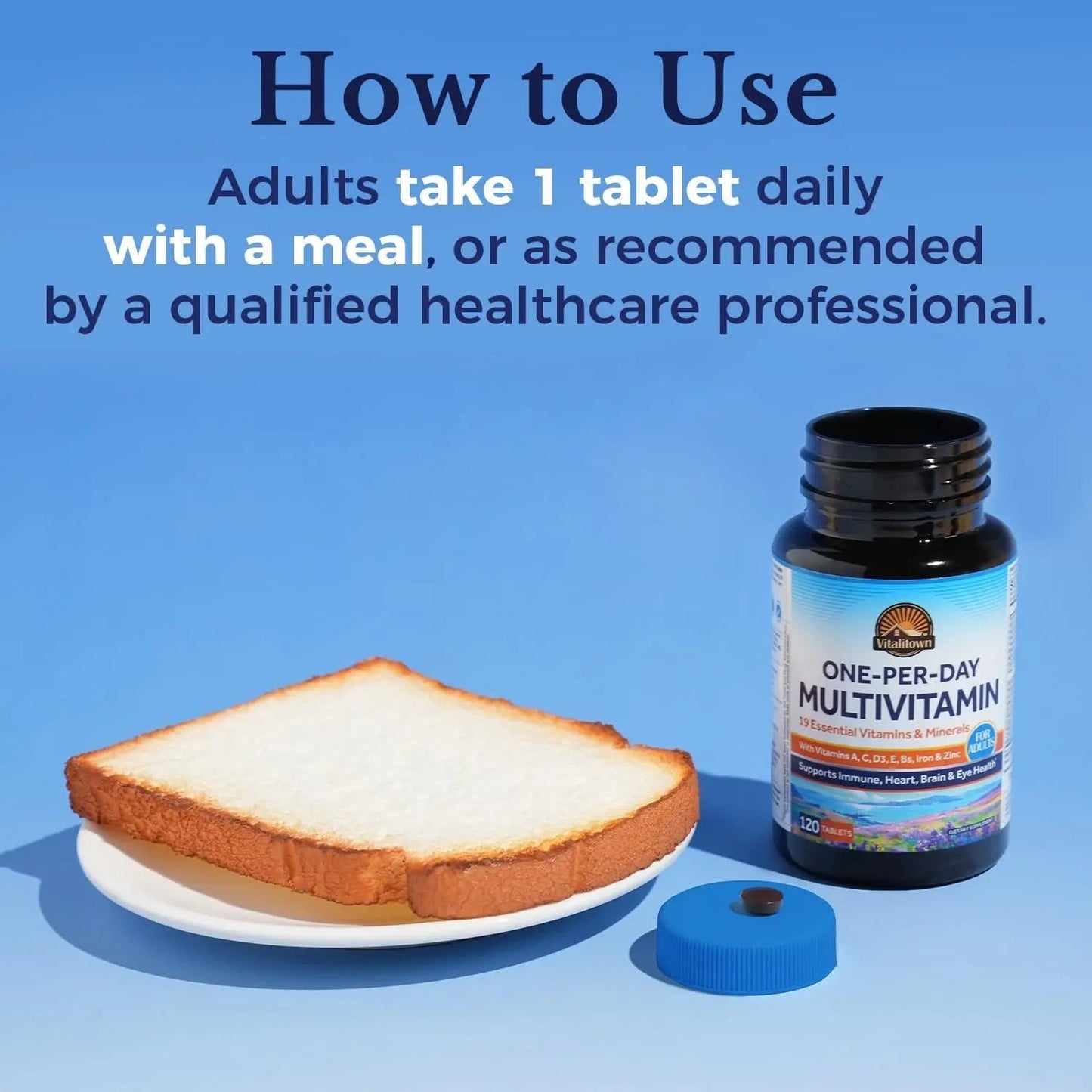 Vitalitown Multivitamin for Women & Men, with Iron, Zinc, Vitamin D3, A, C, B, E, 19 Key Nutrients, One Per Day - PrimeBioHealth - canada supplements