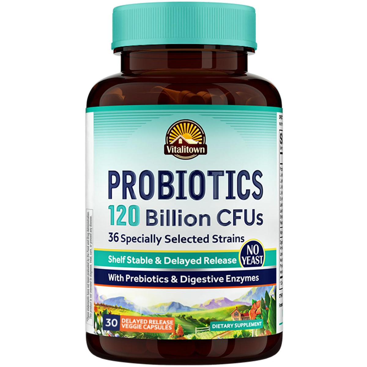 VITALITOWN Probiotics 120 Billion CFUs | 36 Strains, with Prebiotics & Digestive Enzymes for Men Women | Shelf Stable | Digestive Health & Immune Support - PrimeBioHealth - canada supplements