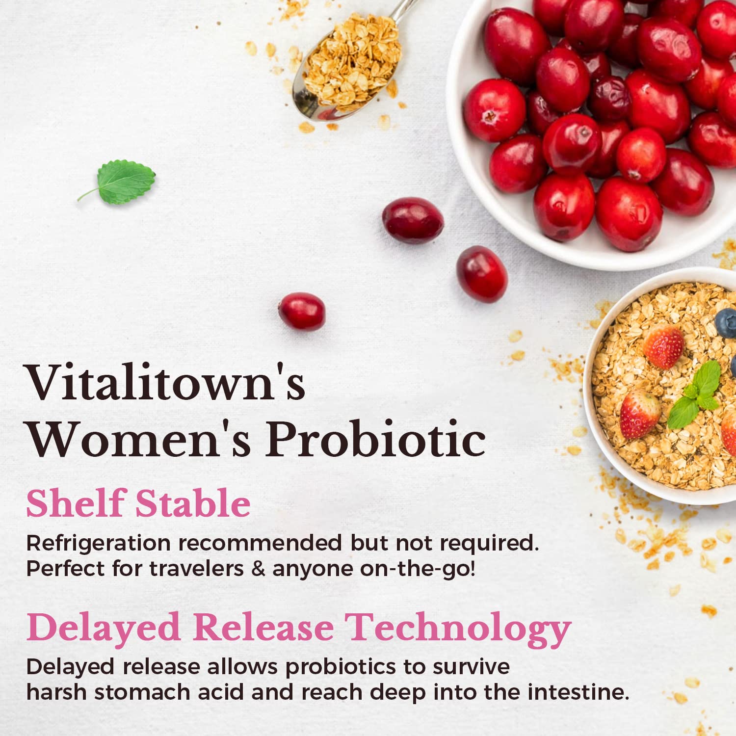 Vitalitown Probiotics for Women 120 Billion CFUs, 30 Strains, with Prebiotics & Digestive Enzymes & Cranberry, Gut & Vaginal Health, Vegan 30 - PrimeBioHealth - canada supplements