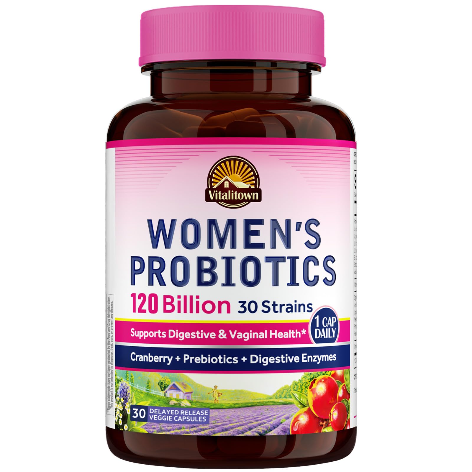 Vitalitown Probiotics for Women 120 Billion CFUs, 30 Strains, with Prebiotics & Digestive Enzymes & Cranberry, Gut & Vaginal Health, Vegan 30 - PrimeBioHealth - canada supplements