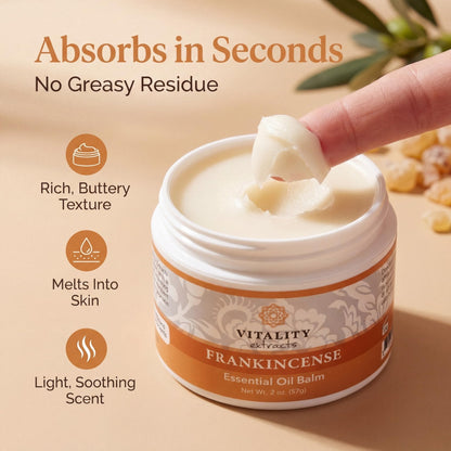 Vitality Extracts Frankincense Balm - 2oz, Boswellia Serrata, Beeswax, Olive Oil, Moisturizer for Dry, Cracked Skin, All Skin Types - PrimeBioHealth - canada supplements