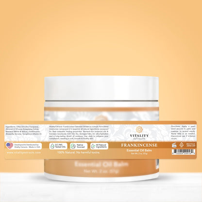Vitality Extracts Frankincense Balm - 2oz, Boswellia Serrata, Beeswax, Olive Oil, Moisturizer for Dry, Cracked Skin, All Skin Types - PrimeBioHealth - canada supplements