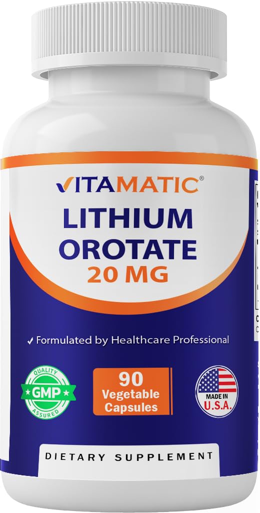 Vitamatic Lithium Orotate 20mg, 90 Capsules - Veggie Caps, Non-GMO, Gluten Free - PrimeBioHealth - canada supplements