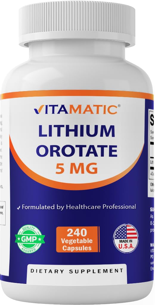 Vitamatic Lithium Orotate 5mg, 240 Veggie Capsules, Non-GMO, Gluten Free. - PrimeBioHealth - canada supplements