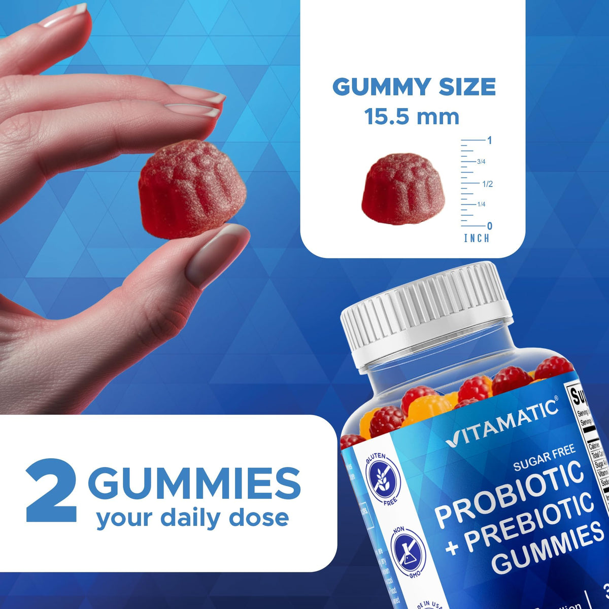 Vitamatic Probiotic Sugar Free Gummies for Men and Women – 5 Billion CFUs Digestive, Immune & Gut Health Support – Gluten Free - PrimeBioHealth - canada supplements